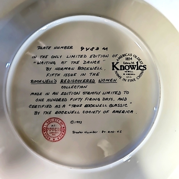 Norman Rockwell Waiting At The Dance Porcelain Limited Edition Plate - Picture 4 of 5